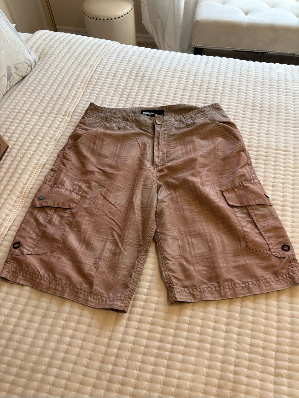 Carbon Men's Tan Plaid Cargo Shorts